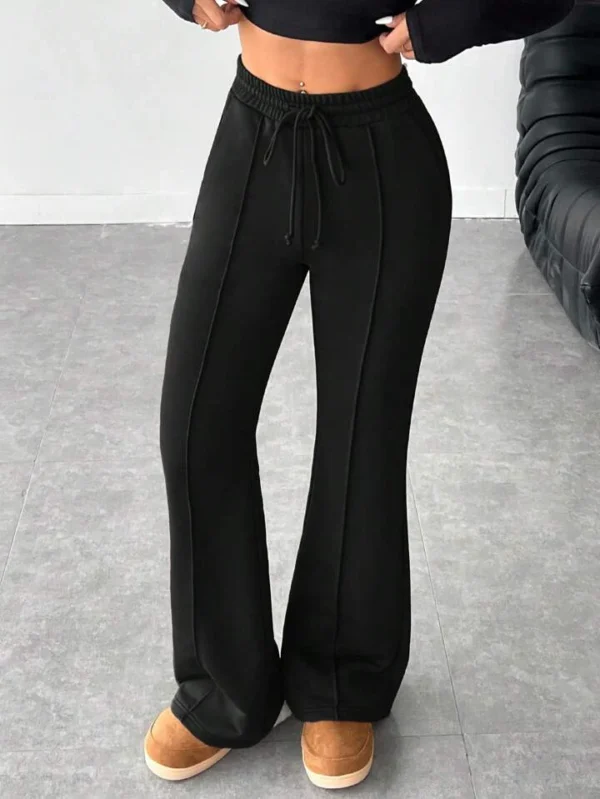 HM Pure Black Front-Seam Flare Trouser - Image 4