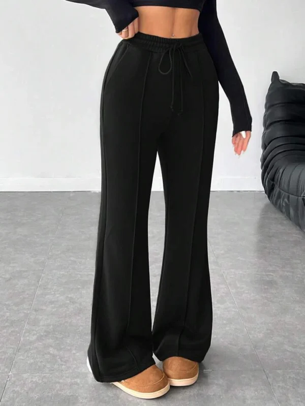 HM Pure Black Front-Seam Flare Trouser - Image 5