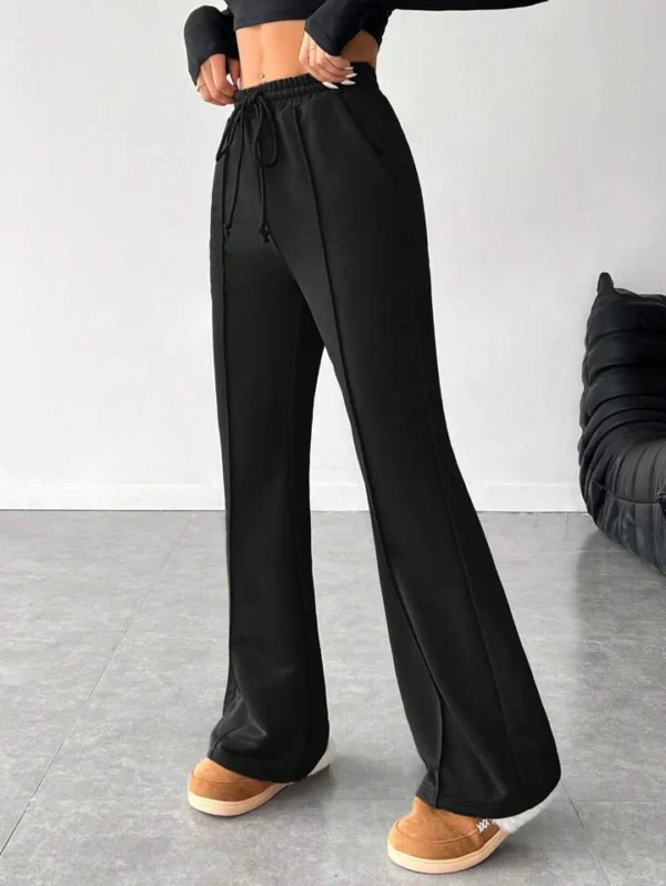 HM Pure Black Front-Seam Flare Trouser - Image 6