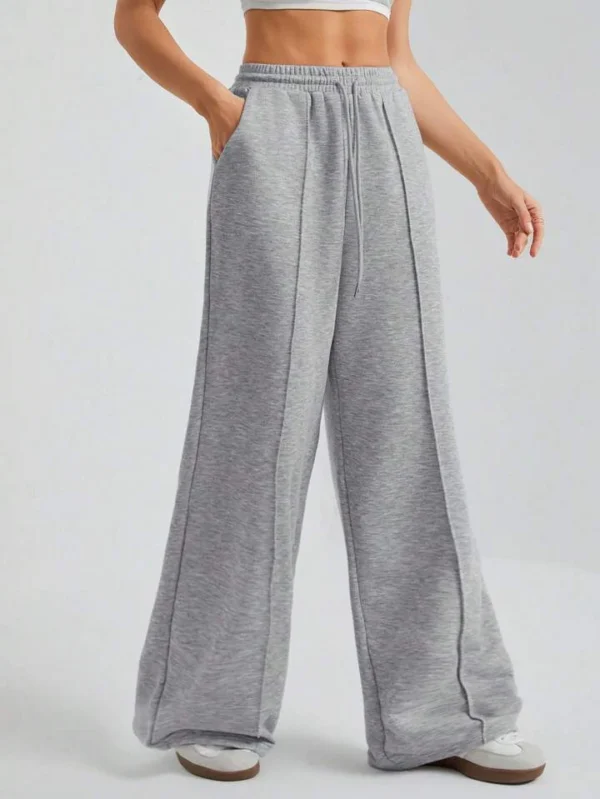 HM Grey Front-Seam Wide-Leg Trouser - Image 7