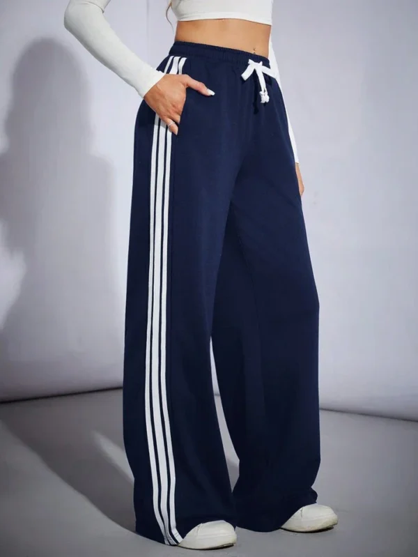 HM Navy Blue Side Stripe Wide-Leg Trouser - Image 4