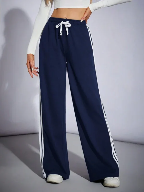 HM Navy Blue Side Stripe Wide-Leg Trouser - Image 7