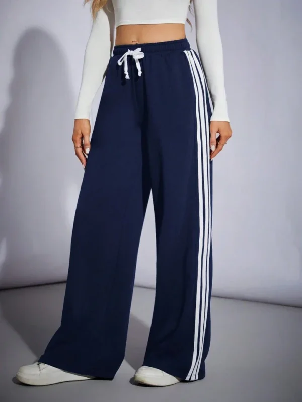 HM Navy Blue Side Stripe Wide-Leg Trouser - Image 6