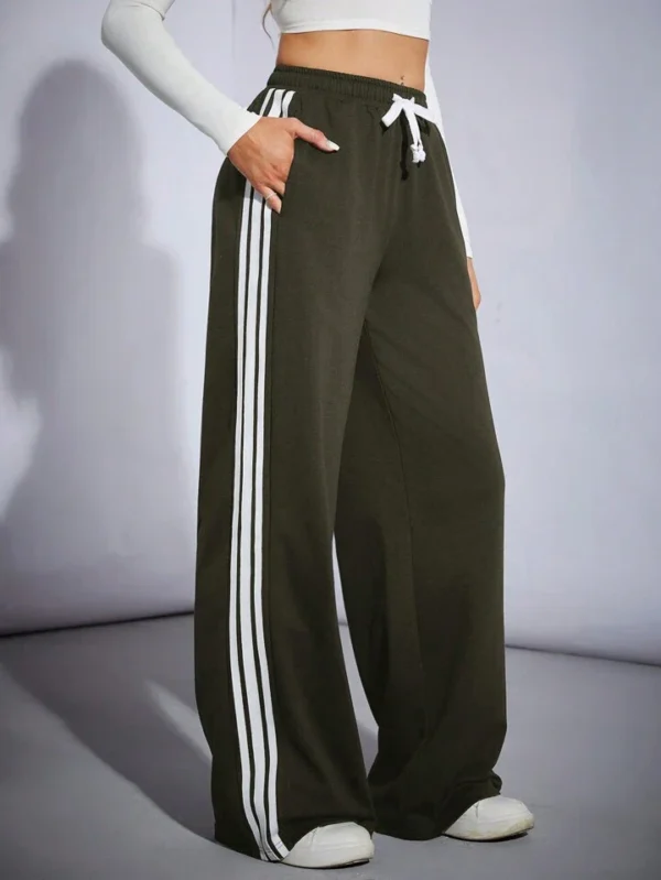 HM Camo Green Side Stripe Wide-Leg Trouser - Image 6