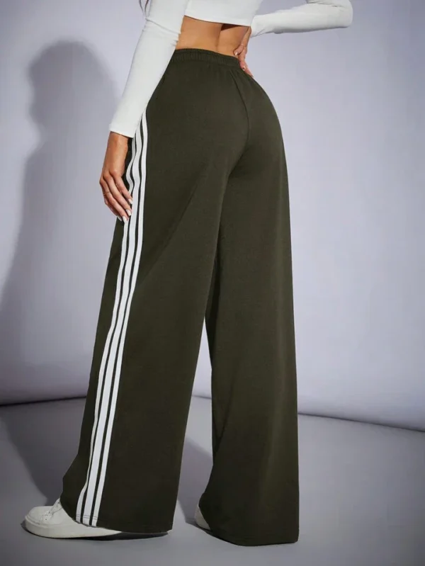 HM Camo Green Side Stripe Wide-Leg Trouser - Image 8