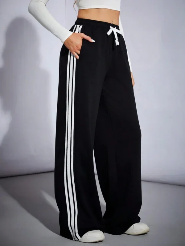 HM Pure Black Side Stripe Wide-Leg Trouser - Image 3