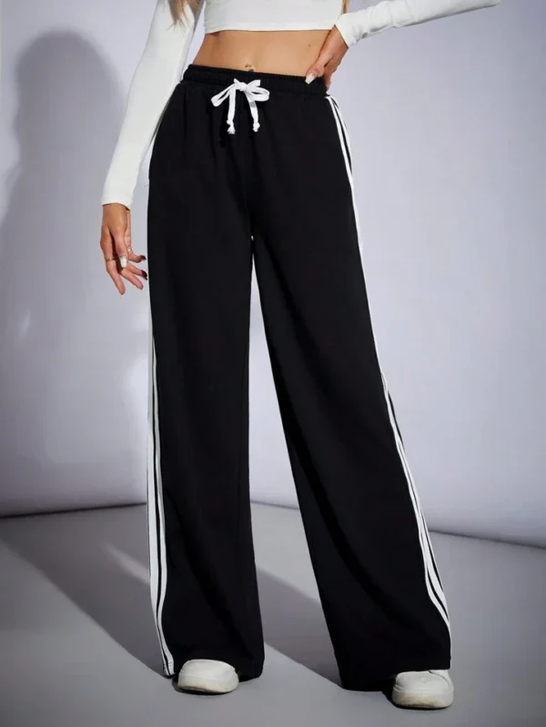 HM Pure Black Side Stripe Wide-Leg Trouser - Image 6
