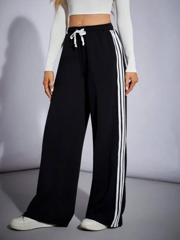 HM Pure Black Side Stripe Wide-Leg Trouser - Image 8