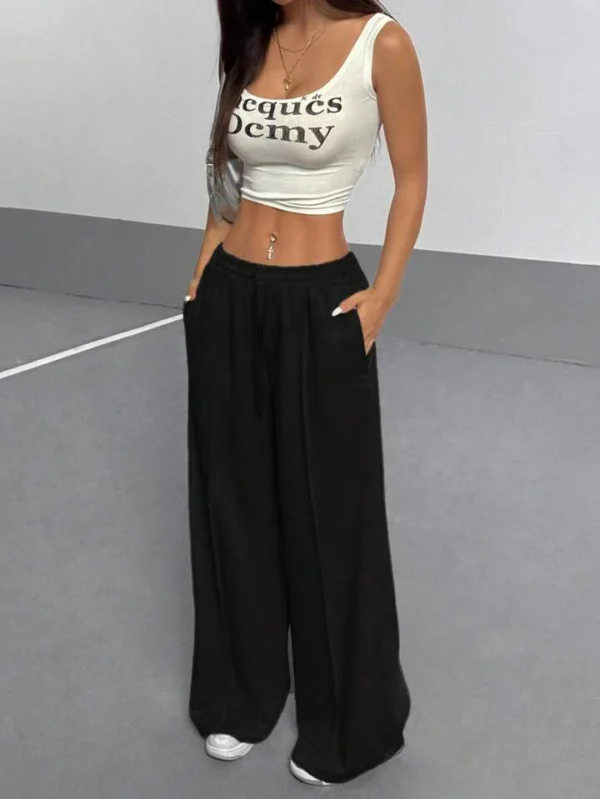 HM Pure Black Front-Seam Wide-Leg Trouser - Image 6