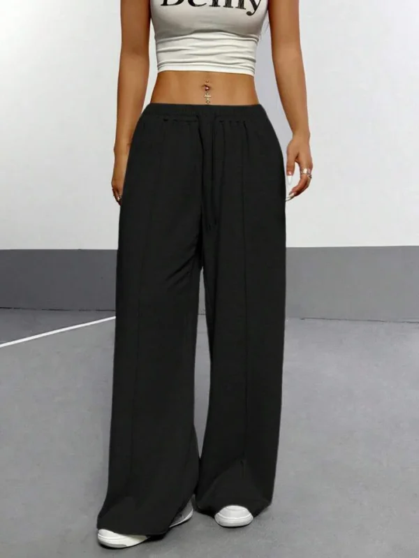HM Pure Black Front-Seam Wide-Leg Trouser - Image 4