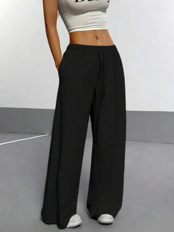 HM Pure Black Front-Seam Wide-Leg Trouser - Image 2