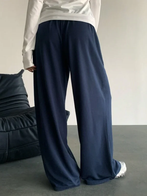 HM Navy Blue Front-Seam Wide-Leg Trouser - Image 4