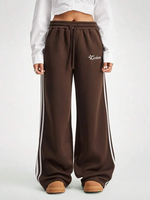 HM Brown Side Stripe Wide-Leg Trouser - Image 4