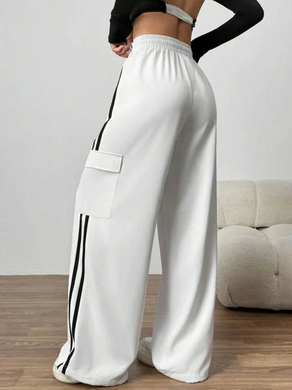 HM White Side Stripe Cargo Wide-Leg Trouser - Image 5