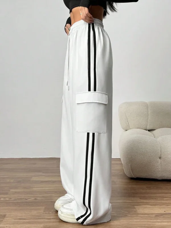 HM White Side Stripe Cargo Wide-Leg Trouser - Image 4