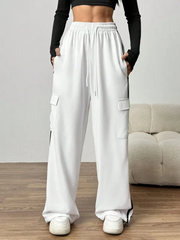 HM White Side Stripe Cargo Wide-Leg Trouser - Image 2