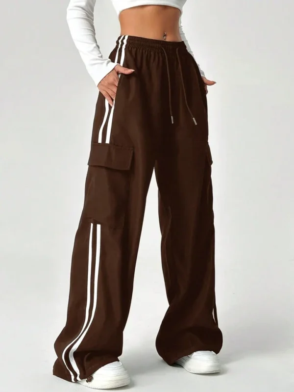 HM Brown Side Stripe Cargo Wide-Leg Trouser - Image 3