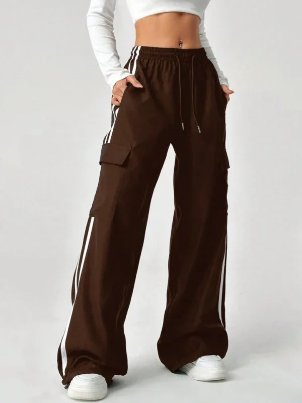 HM Brown Side Stripe Cargo Wide-Leg Trouser - Image 5