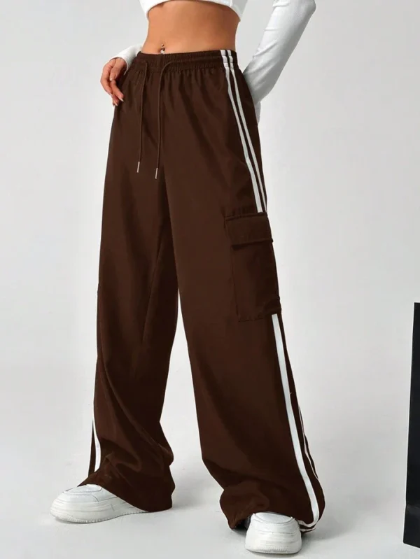 HM Brown Side Stripe Cargo Wide-Leg Trouser - Image 4