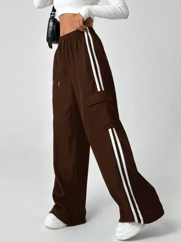 HM Brown Side Stripe Cargo Wide-Leg Trouser - Image 2