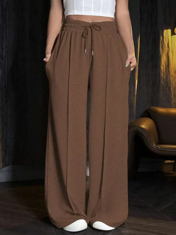 HM Brown Front-Seam Wide-Leg Trouser - Image 3