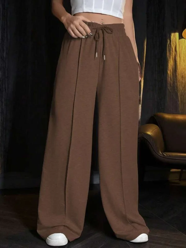 HM Brown Front-Seam Wide-Leg Trouser - Image 5