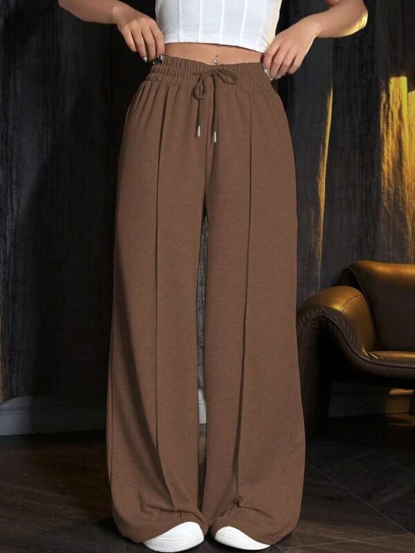 HM Brown Front-Seam Wide-Leg Trouser - Image 4