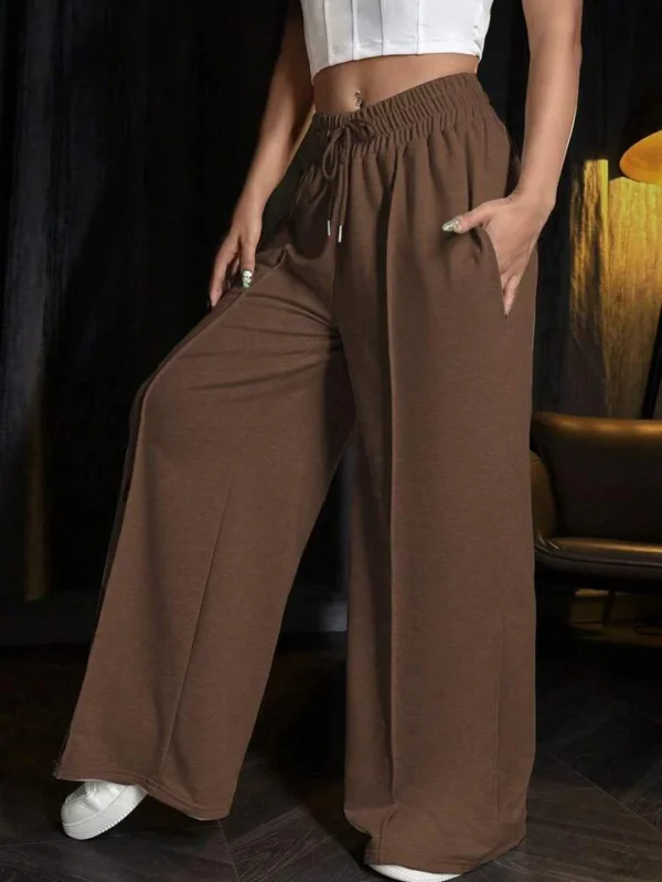 HM Brown Front-Seam Wide-Leg Trouser - Image 2