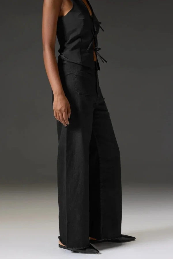HM Black Utility Pocket Wide-Leg Frayed Hem Jeans - Image 5