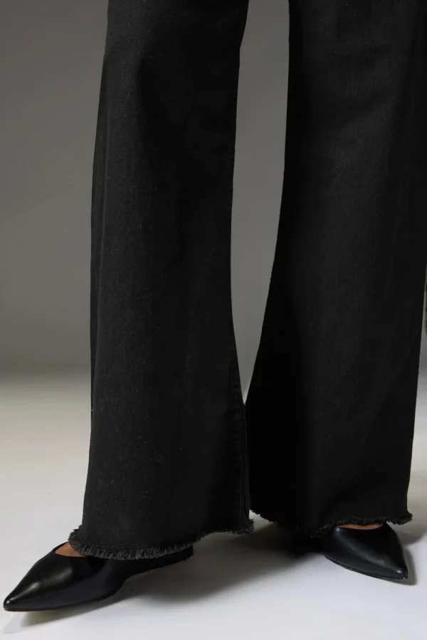 HM Black Utility Pocket Wide-Leg Frayed Hem Jeans - Image 4