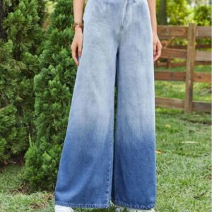 HM Blue Two-Tone Wide-Leg Jeans