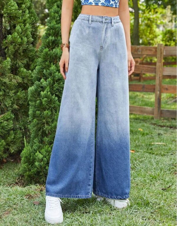 HM Blue Two-Tone Wide-Leg Jeans