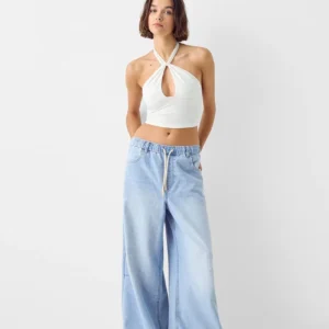 HM Elastic Waist Wide-Leg Jeans