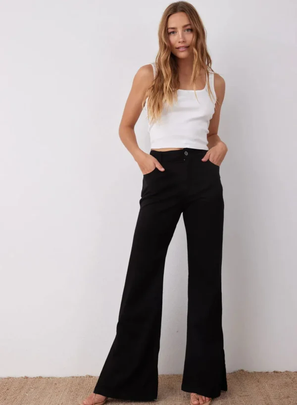 HM Pure Black Split Hem High-Waisted Flare Jeans - Image 3