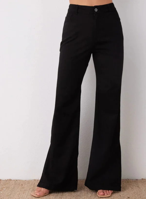 HM Pure Black Split Hem High-Waisted Flare Jeans - Image 5