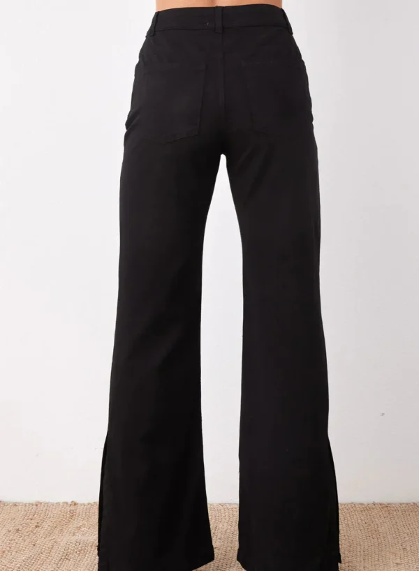 HM Pure Black Split Hem High-Waisted Flare Jeans - Image 4