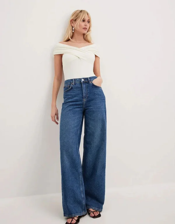 HM Dark-Blue Wide Leg Jeans (Without Blasting and Whisker)