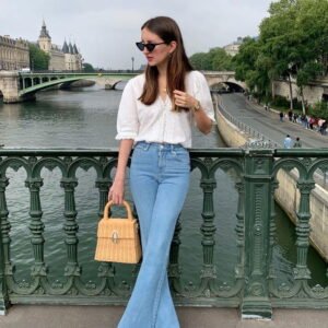 HM Light Blue High-Waisted Flare Jeans