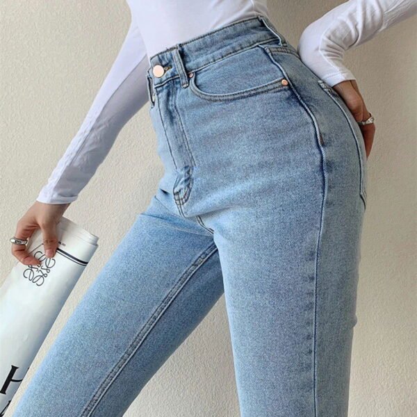 HM Light Blue High-Waisted Flare Jeans - Image 2