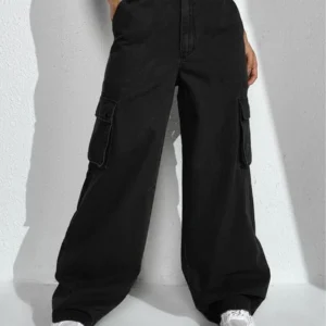 HM Faded Black Cargo Wideleg Jeans