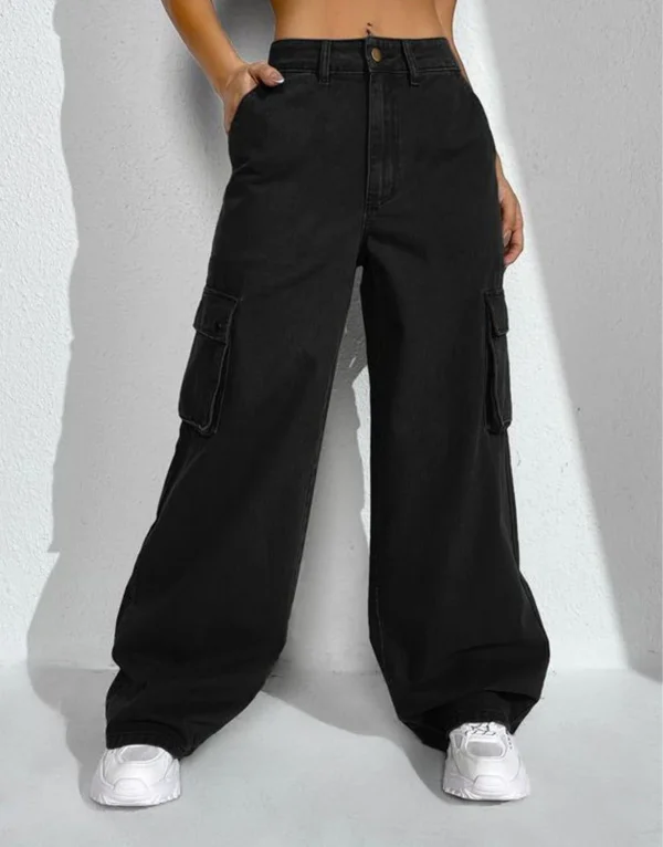 HM Faded Black Cargo Wideleg Jeans