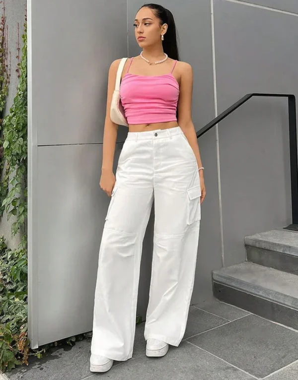 HM White Cargo Wideleg Jeans