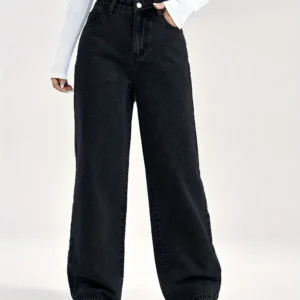 HM Black High-Waist Loose Jeans