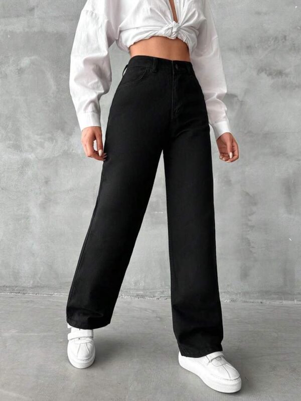 HM Black High-Waist Loose Jeans - Image 4