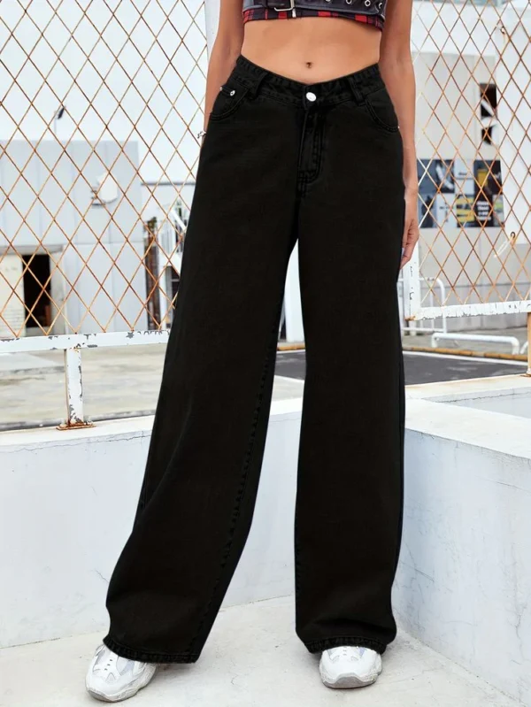 HM Black High-Waist Loose Jeans - Image 6