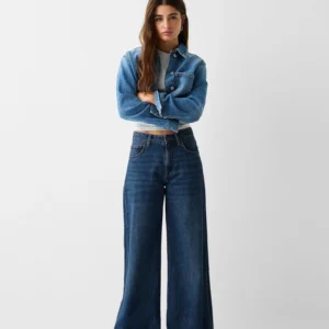 HM Dark Blue Wide Leg Jeans (Without Blasting and Whisker)