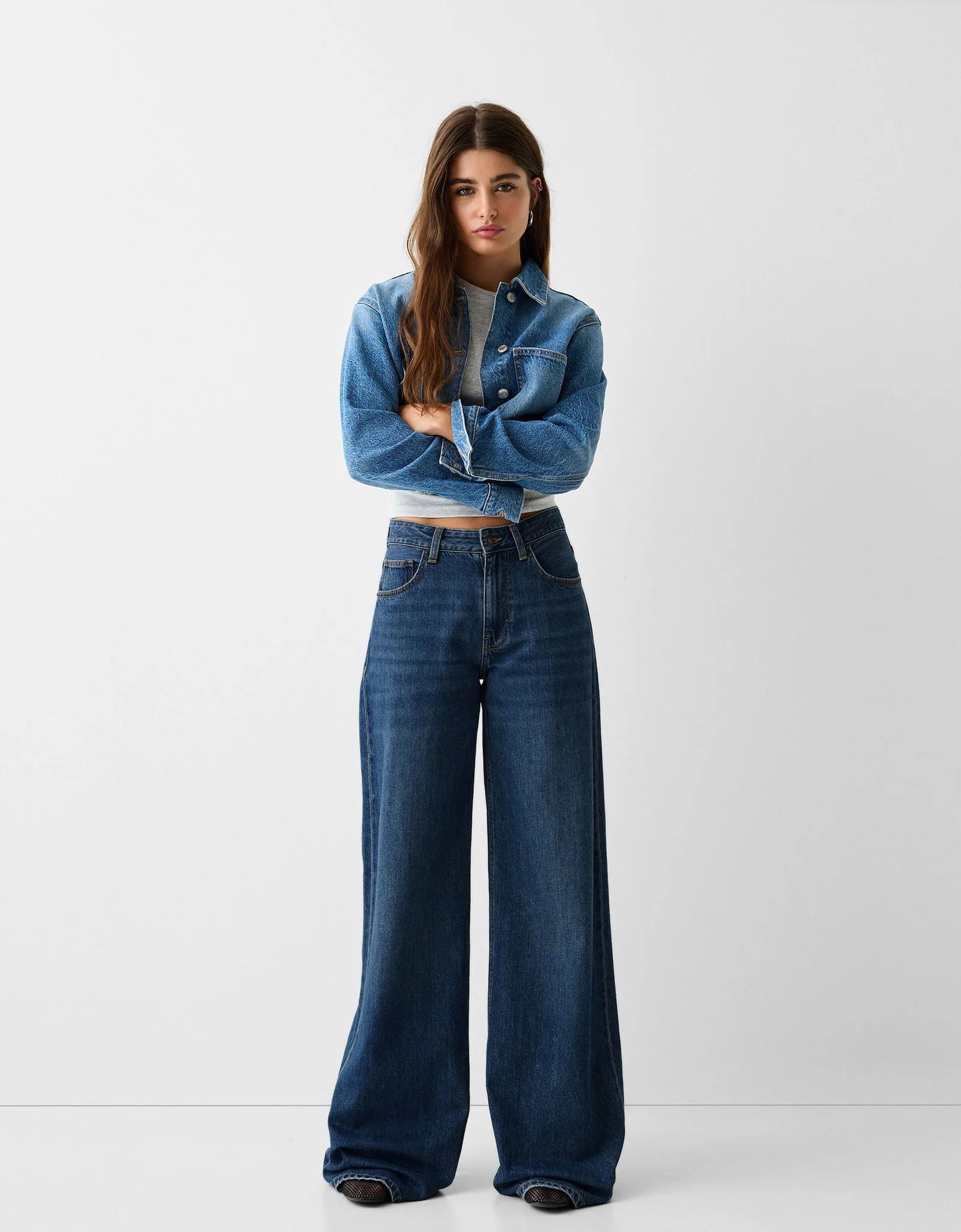 HM Dark Blue Wide Leg Jeans (Without Blasting and Whisker)