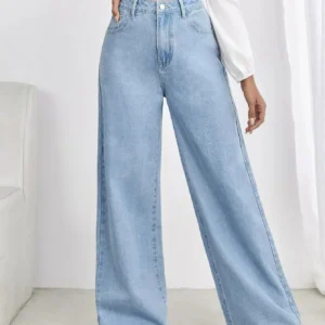 HM High-Waisted Light Blue Wide-Leg Jeans