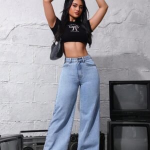 HM Light-Blue High-Waisted Loose Jeans