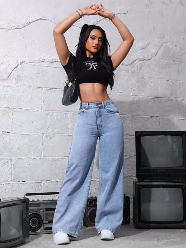 HM Light-Blue High-Waisted Loose Jeans